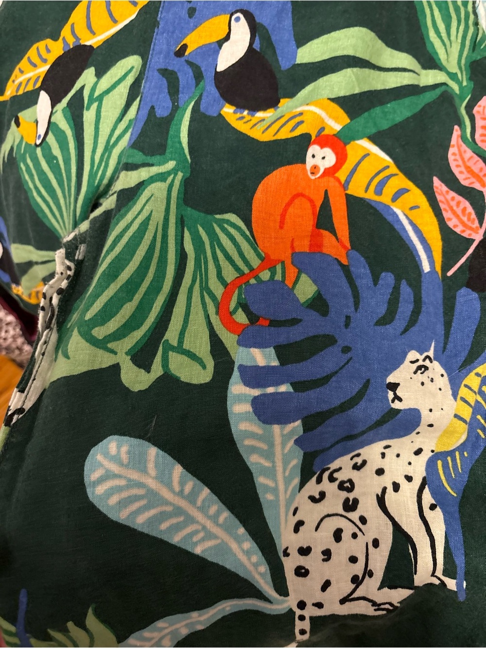 Christian Siriano linen Tropical Print Wide-Leg Pants - Green - Picture 2 of 7